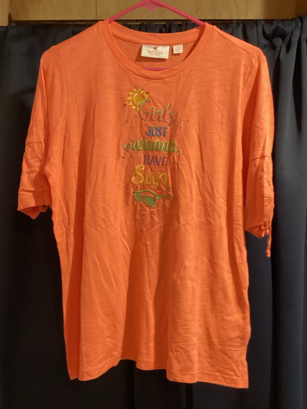 Orange Short Sleeve Graphic Tee - Girls Just Wanna Have Sun